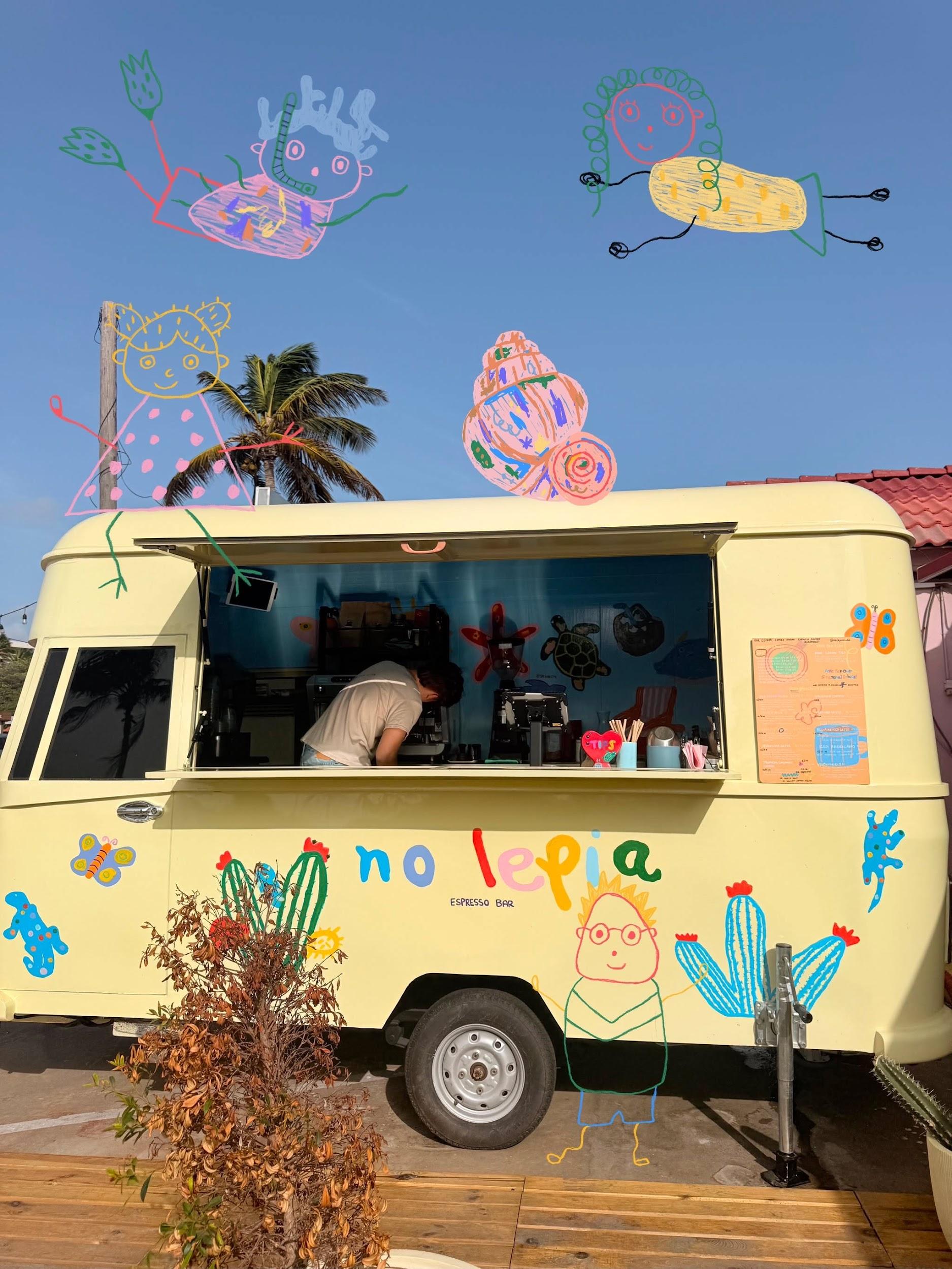 The colourful No Lepia espresso bar truck in Palm Beach, Aruba